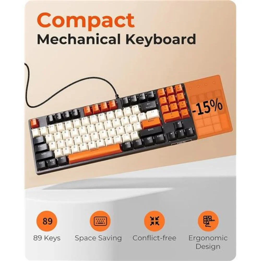 Mechanical Keyboard, Wired Compact PC Keyboard with Number Pad Red Switch